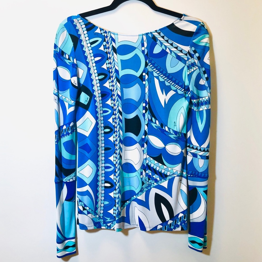 Emilio Pucci Bright Blue & Teal Blouse (Small)
